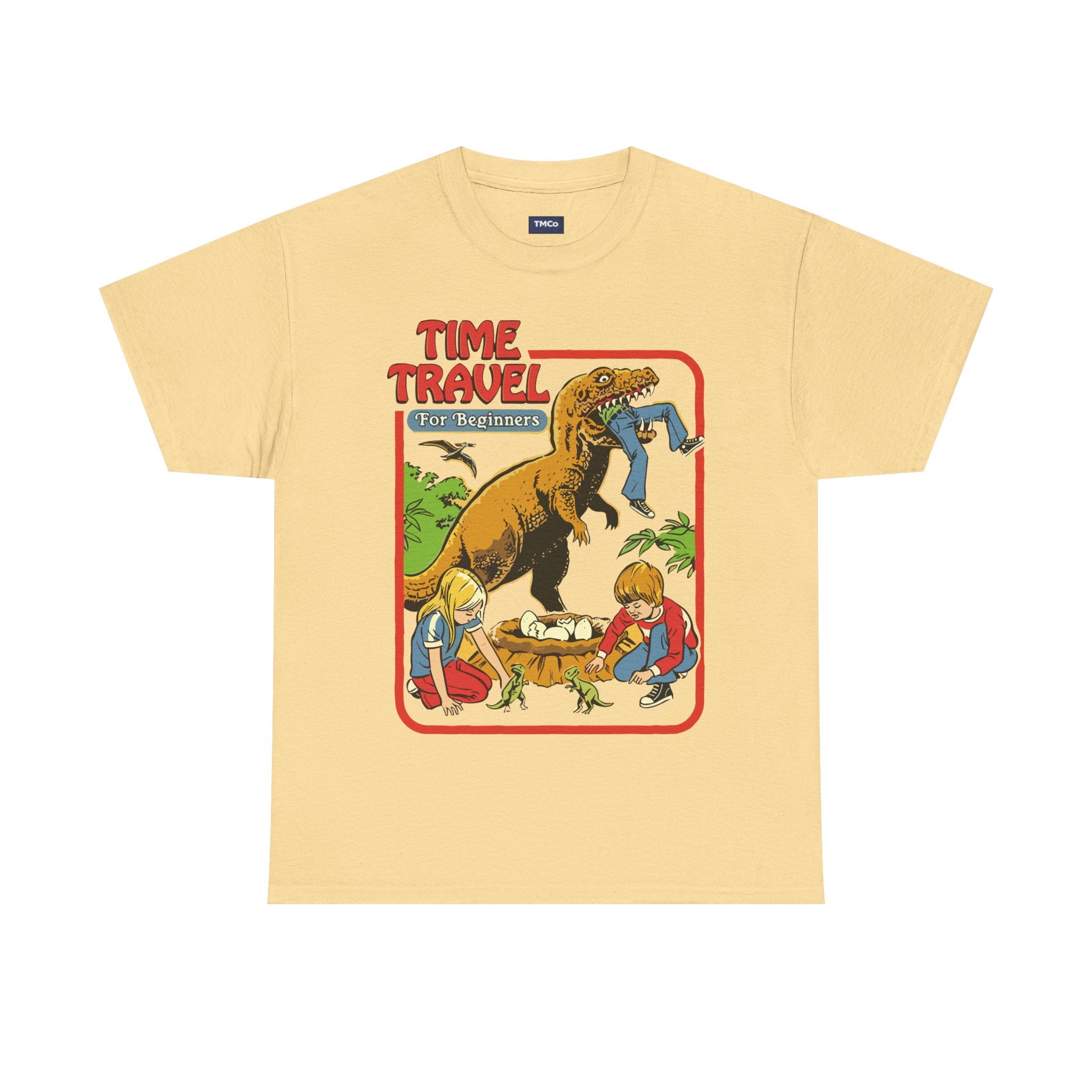 Time Travel Dino Tee — Retro Kids Adventure Graphic T-Shirt
