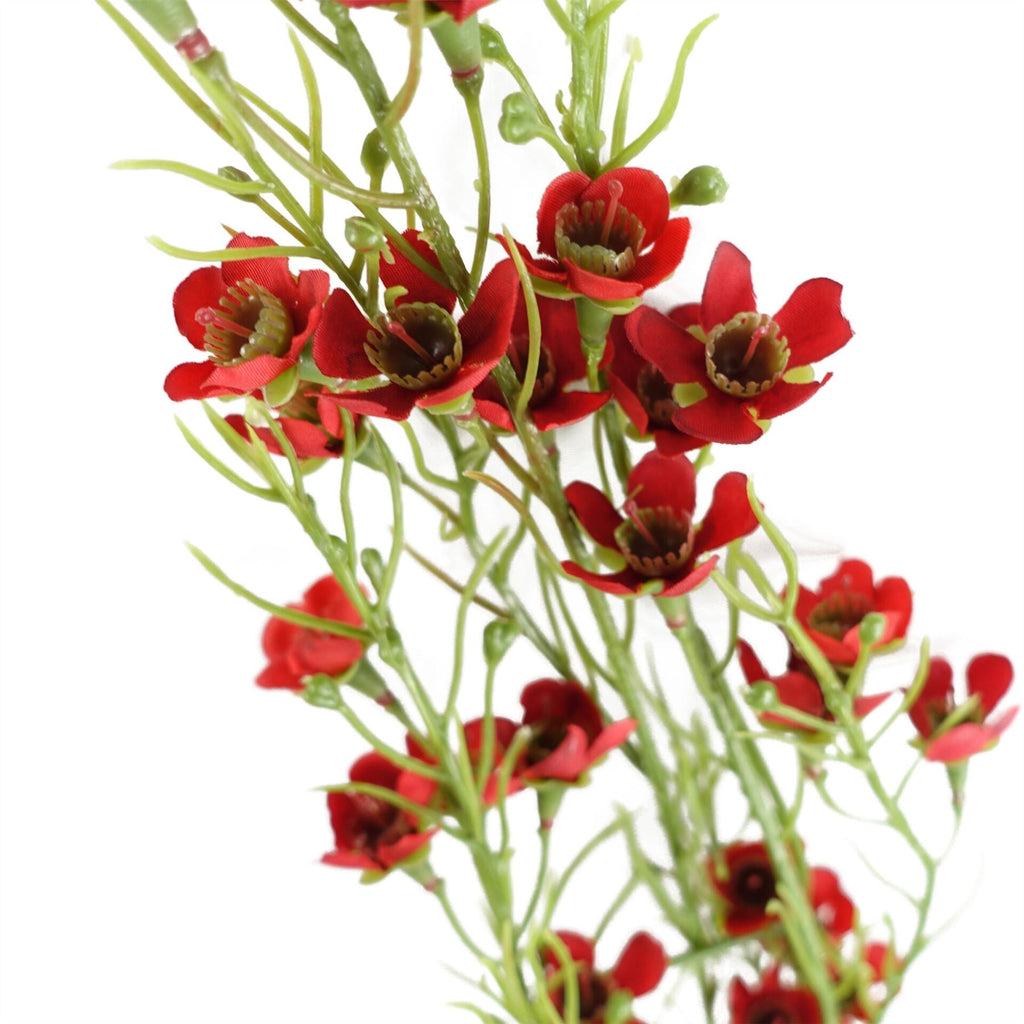 Pack of 6 x 100cm Artificial Foliage Stem with Small Flowers - Red-1