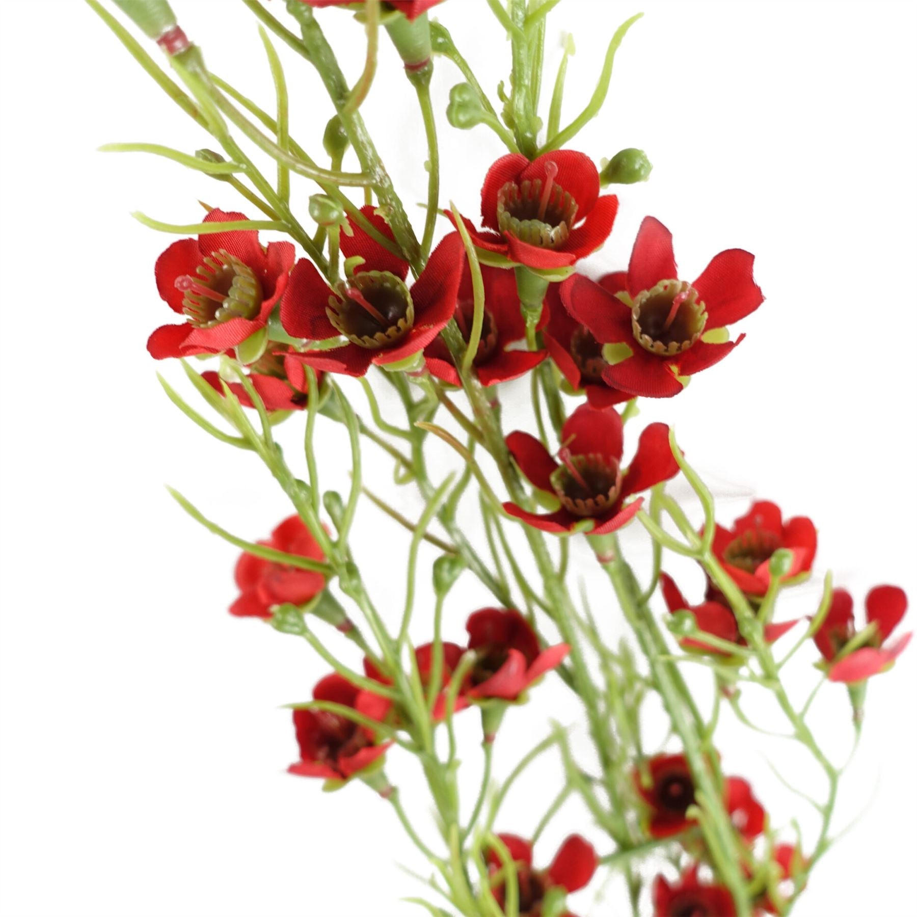 Pack of 6 x 100cm Artificial Foliage Stem with Small Flowers - Red-1