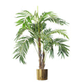 Large Artificial Palm Tree 120cm Luxury Gold Planter 4ft Realistic Leaf Design Botanik-0