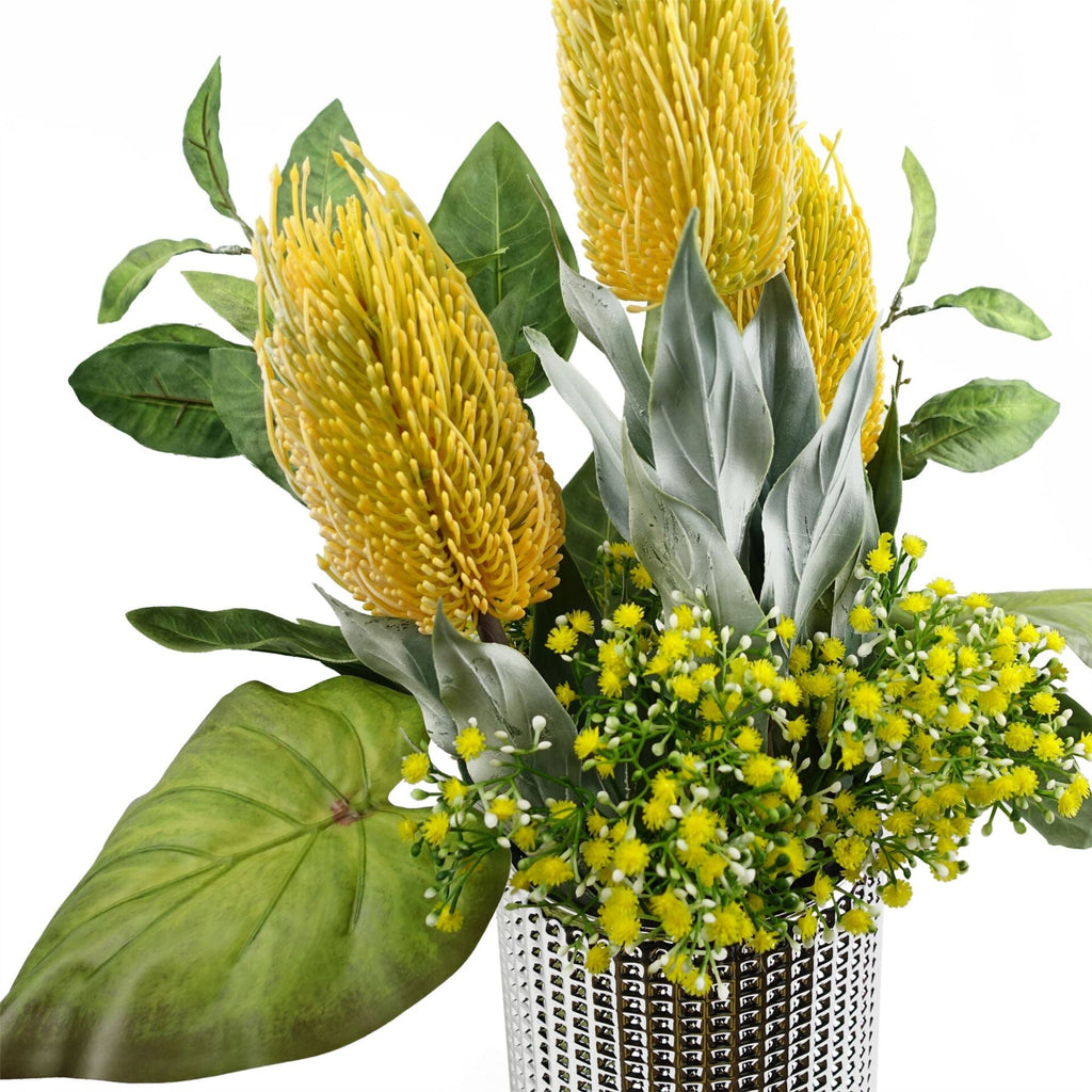 Pack of 6 x 75cm Banksia Menziesii Yellow Flower Stem Artificial-3