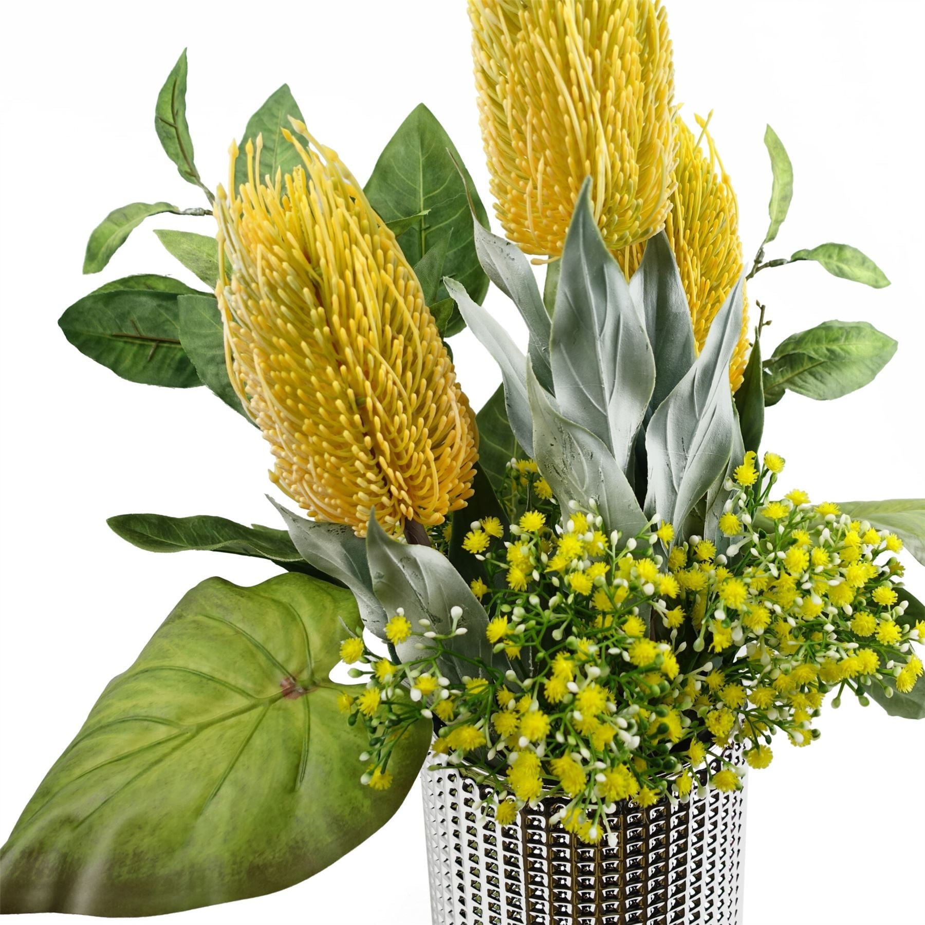 Pack of 6 x 75cm Banksia Menziesii Yellow Flower Stem Artificial-3
