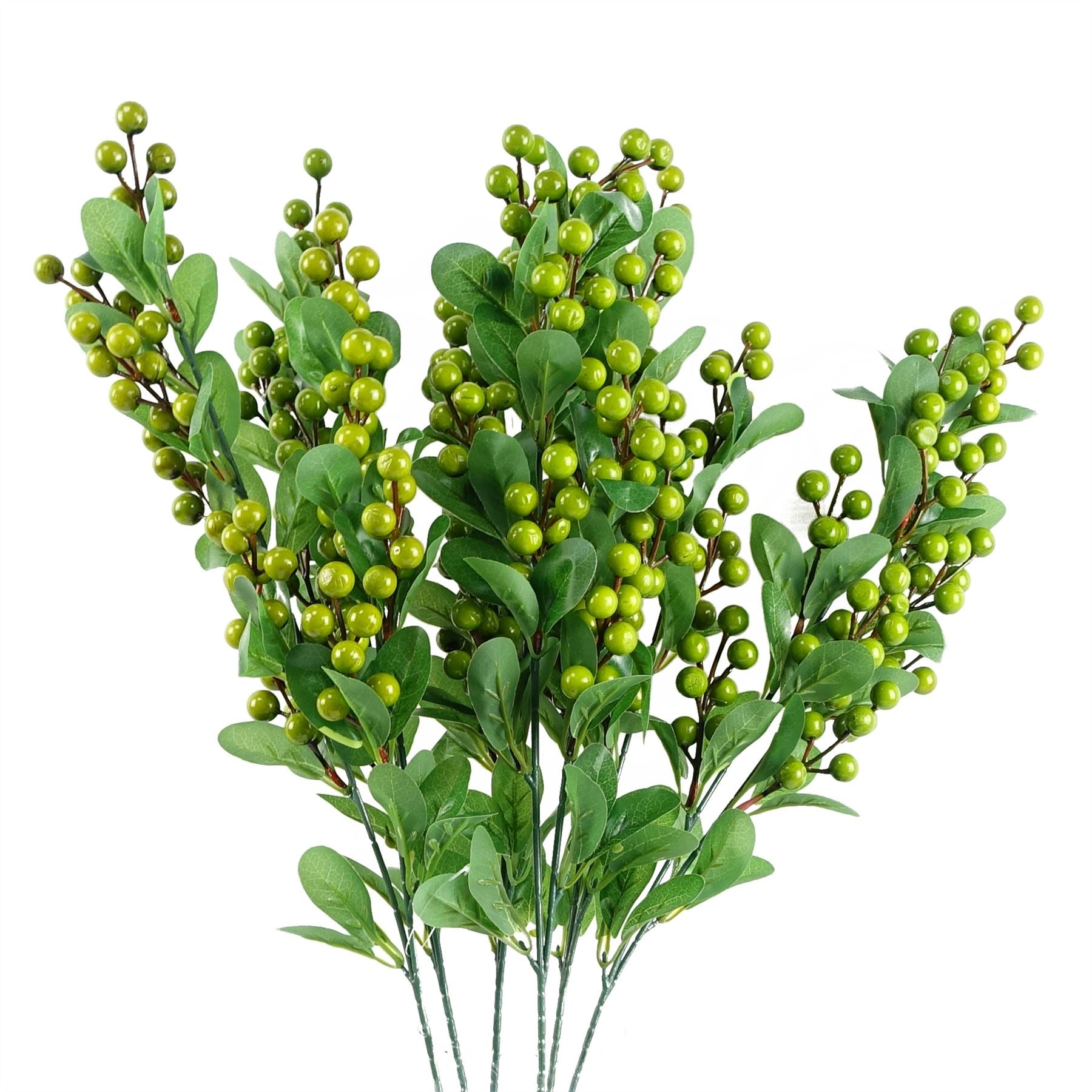 Pack of 6 x Artificial Foliage Green Berry Spray 70cm-0