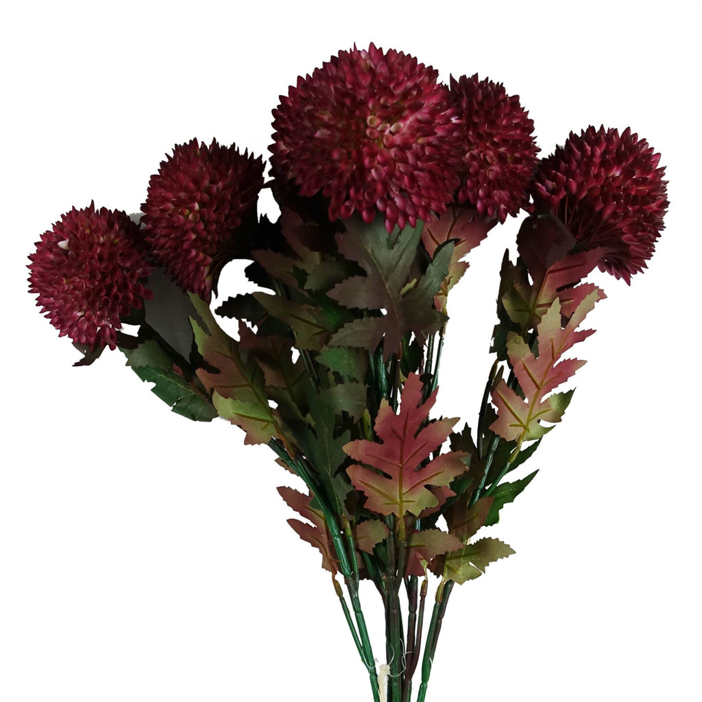 Pack of 6 x 70cm Large Ball Dahlia Artificial Flower Stem Pink-0