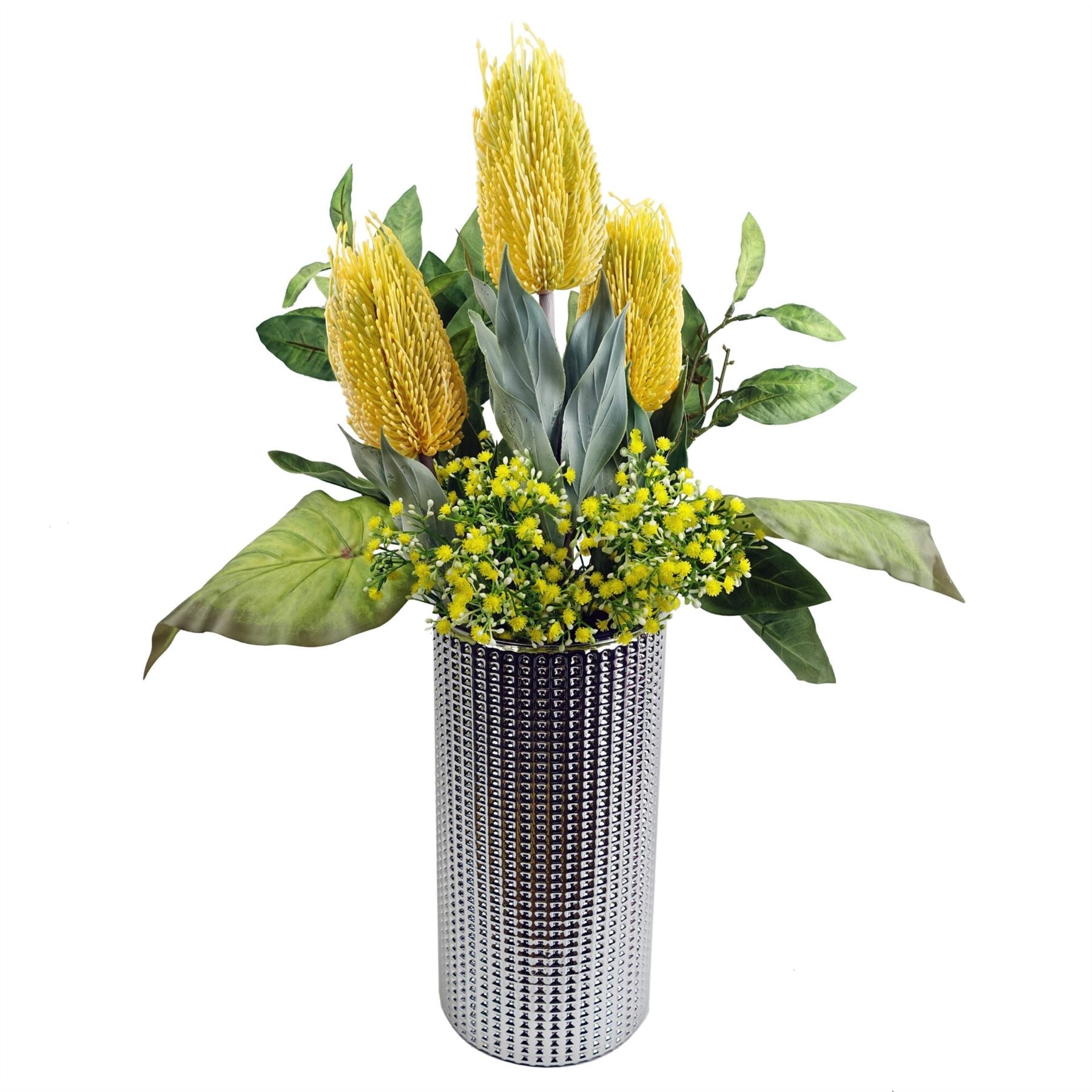 Pack of 6 x 75cm Banksia Menziesii Yellow Flower Stem Artificial-4