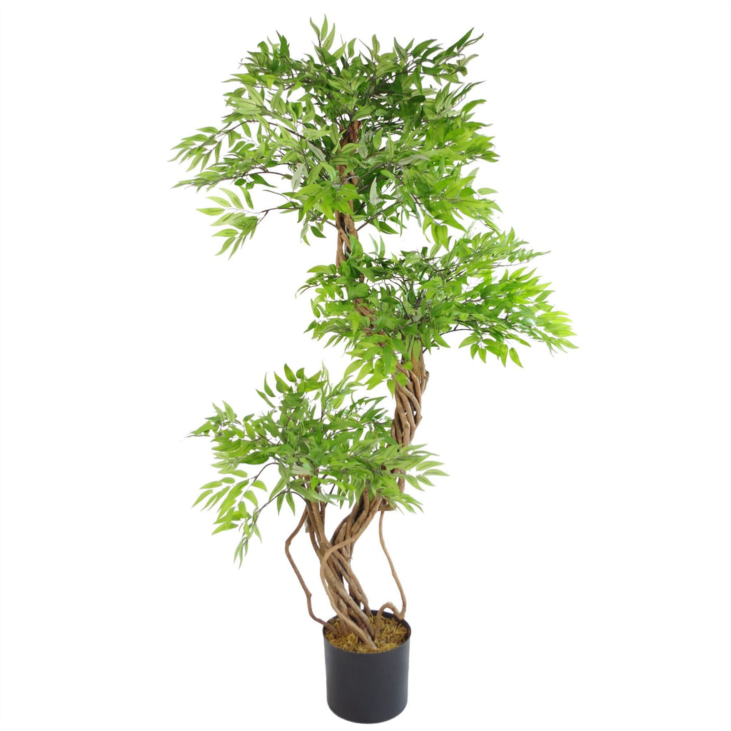 Large Artificial Potted Tree Japanese Fruticosa Ficus Gold Metal Planter 140cm Botanik-3