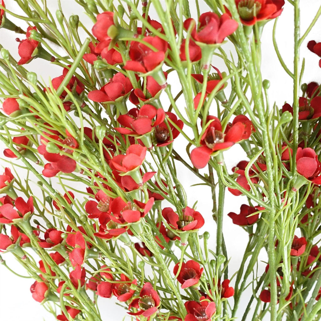 Pack of 6 x 100cm Artificial Foliage Stem with Small Flowers - Red-3