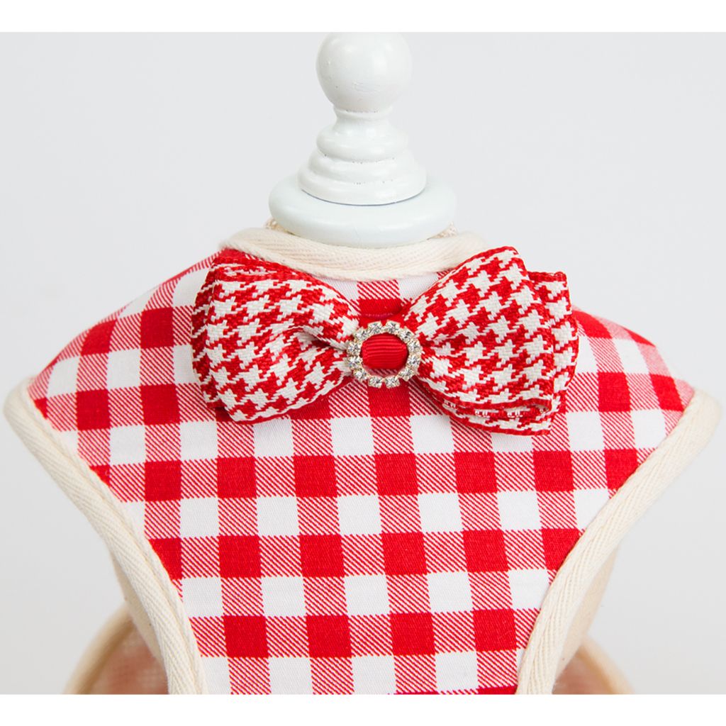 Red Bow Dog Harness (With Leash)-3